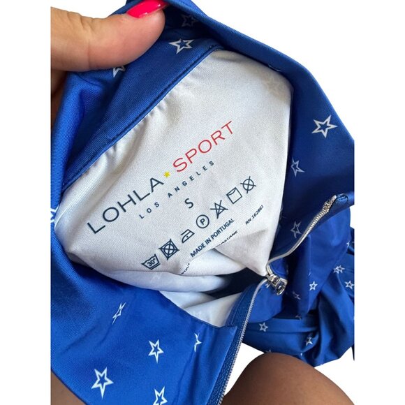 LOHLA SPORT Blue White Star Print Long Sleeve Workout Top Size Small - Picture 7 of 7
